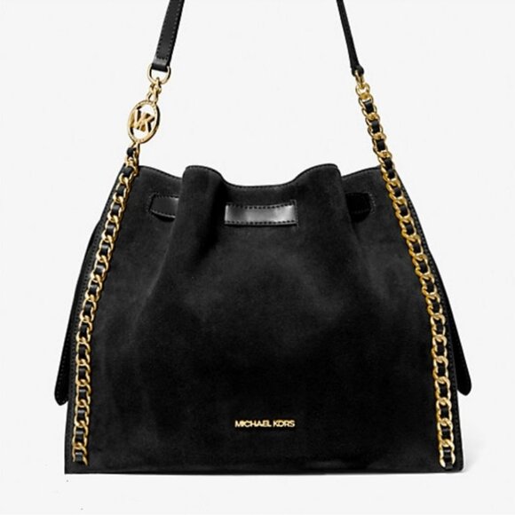 🔥NeW! $598 Large Michael Kors Mina Suede Chain Shoulder Bag - Picture 1 of 10